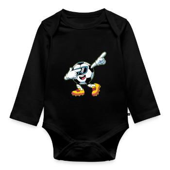 Dabbing Soccer Funny Soccer - Organic Longsleeve Baby Bodysuit - black - Front