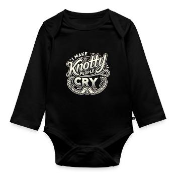 Ich bringe verknotete Menschen zum Weinen - Baby Bio-Langarm-Body - Schwarz - Vorne