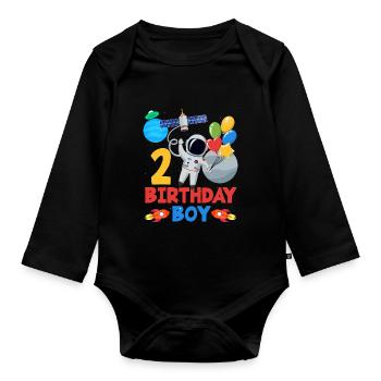 Space Adventure 2nd Birthday Boy - Organic Longsleeve Baby Bodysuit - black - Front
