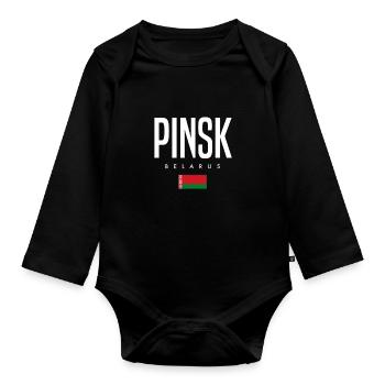 Pinsk Belarus Weißrussland - Baby Bio-Langarm-Body - Schwarz - Vorne