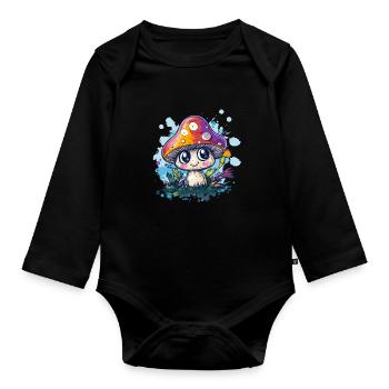 Magischer Pilz im Zauberwald - Baby Bio-Langarm-Body - Schwarz - Vorne