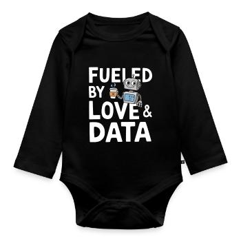 Fueled by Love & Data Robot Design - Organic Longsleeve Baby Bodysuit - black - Front