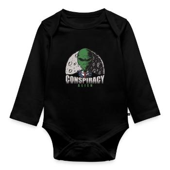 Conception de la théorie du complot extraterrestre - Body Bébé bio manches longues - noir - Devant