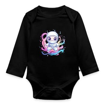 Ninja dans le tourbillon de couleurs - Body Bébé bio manches longues - noir - Devant