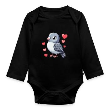Taube voller Liebe - Baby Bio-Langarm-Body - Schwarz - Vorne