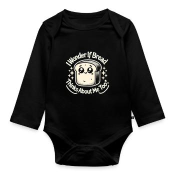 Ich frage mich, ob das Brot auch an mich denkt - Baby Bio-Langarm-Body - Schwarz - Vorne