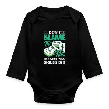 Mahjong Gamer Mah-Jongg Jeu de cartes amusant - Body Bébé bio manches longues - noir - Devant