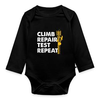Climb Repair Test Repeat Cell Tower Climber - Baby Bio-Langarm-Body - Schwarz - Vorne