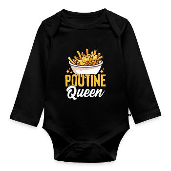 Poutine Queen Funny Fries Cheese Curds Gravy - Organic Longsleeve Baby Bodysuit - black - Front