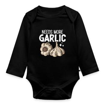 Needs More Garlic Funny Garlicologist Cooking - Organic Longsleeve Baby Bodysuit - black - Front