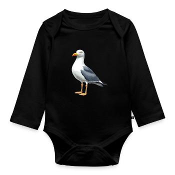 Seagulls Seagull - Organic Longsleeve Baby Bodysuit - black - Front