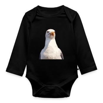 Seagulls Seagull - Organic Longsleeve Baby Bodysuit - black - Front