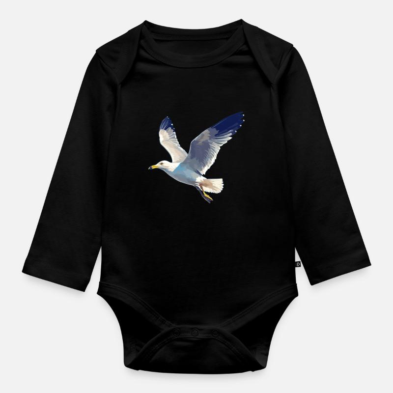 Möwen Möwe - Baby Bio-Langarm-Body - Schwarz