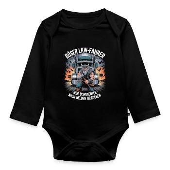 Truck drivers: Because dispatchers also need heroes - Organic Longsleeve Baby Bodysuit - black - Front