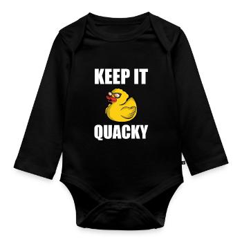 Keep It Quacky - Gummientchen Rubber Duck Duckie - Organic Longsleeve Baby Bodysuit - black - Front