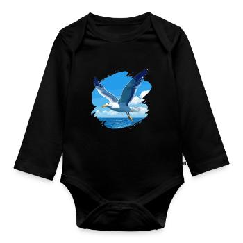 Seagulls Seagull - Organic Longsleeve Baby Bodysuit - black - Front