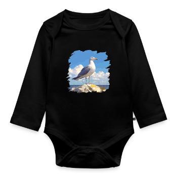 Seagulls Seagull - Organic Longsleeve Baby Bodysuit - black - Front