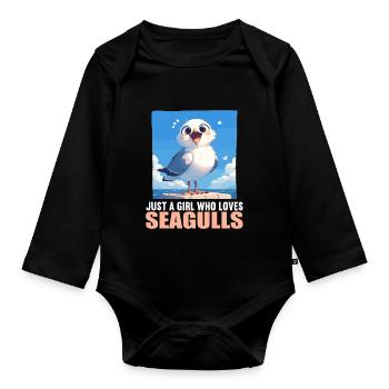 Seagulls Seagull - Organic Longsleeve Baby Bodysuit - black - Front