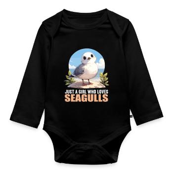 Seagulls Seagull - Organic Longsleeve Baby Bodysuit - black - Front