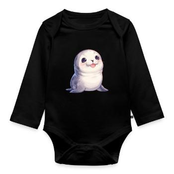 Seals, Seal - Organic Longsleeve Baby Bodysuit - black - Front