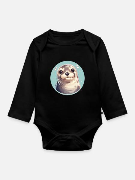 Robben Robbe - Baby Bio-Langarm-Body - Schwarz
