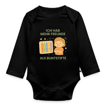 Ich Hab Mehr Freunde Als Buntstifte im - Baby Bio-Langarm-Body - Schwarz - Vorne