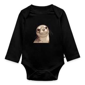 Seals, Seal - Organic Longsleeve Baby Bodysuit - black - Front