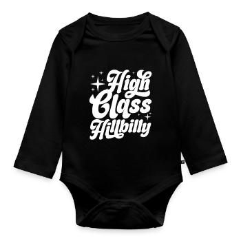 high class hillbilly Design for a enthusiast of - Baby Bio-Langarm-Body - Schwarz - Vorne