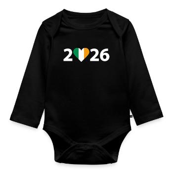 J’aime l’Irlande 2026, vacances en Irlande 2026 - Body Bébé bio manches longues - noir - Devant