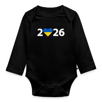 I love Ukraine 2026, Ukraine 2026 - Baby Bio-Langarm-Body - Schwarz - Vorne