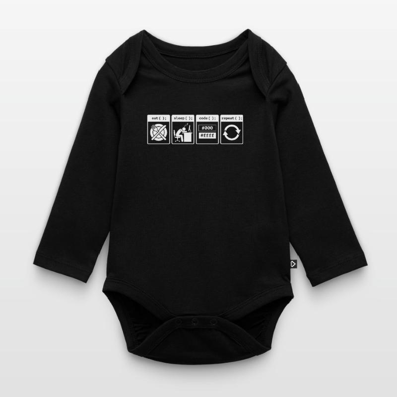 Eat Sleep Code Repeat – Coder Workflow Design Organic Longsleeve Baby Bodysuit