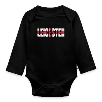 Leicester England - Organic Longsleeve Baby Bodysuit - black - Front