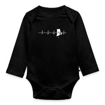 Rhode Island Heart Love Minimalist Travel Slogan - Baby Bio-Langarm-Body - Schwarz - Vorne