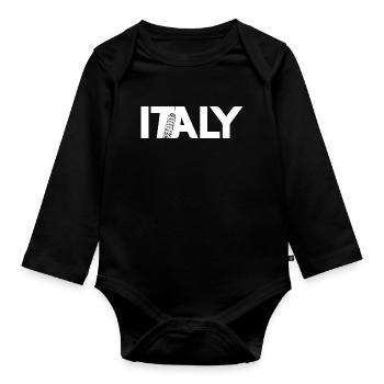Italy Leaning Tower of Pisa Italians Italy - Organic Longsleeve Baby Bodysuit - black - Front