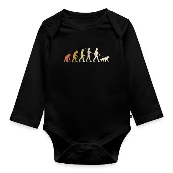 German Shepherd Evolution Funny Dog Owner Gift - Organic Longsleeve Baby Bodysuit - black - Front