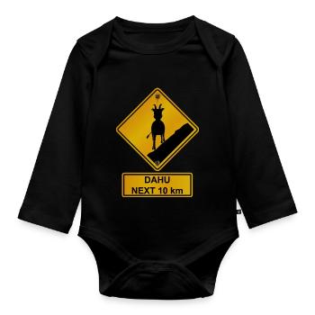 Danger roadsign crossing dahu 2 - Organic Longsleeve Baby Bodysuit - black - Front