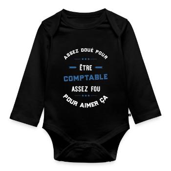 Assez doué comptable - Body Bébé bio manches longues - noir - Devant