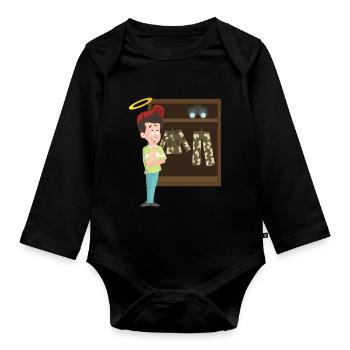 Innocent Sondler with camouflage clothes in the closet - Organic Longsleeve Baby Bodysuit - black - Front