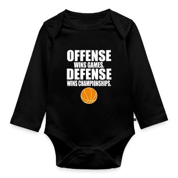 Basketball saying - Organic Longsleeve Baby Bodysuit - black - Front