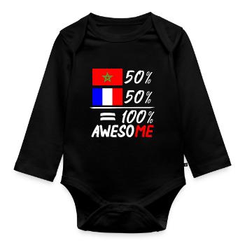 Moitié Français Marocain - Body Bébé bio manches longues - noir - Devant