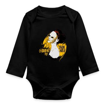 Cacher le vrai moi - Masqué - Body Bébé bio manches longues - noir - Devant