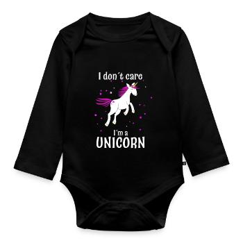 Unicorn Unicorn Magic - Organic Longsleeve Baby Bodysuit - black - Front
