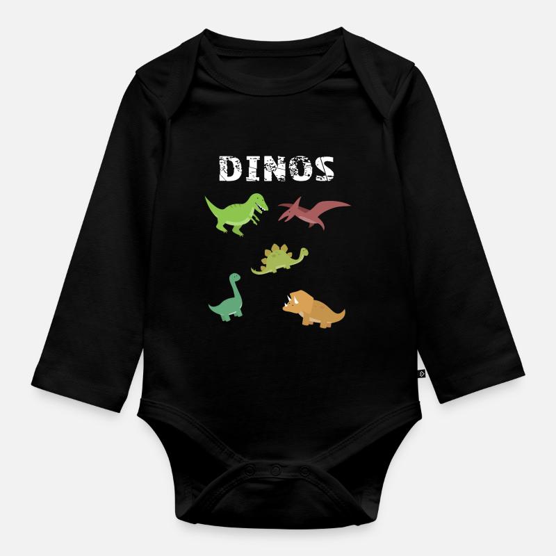 Dinosaurier - Baby Bio-Langarm-Body - Schwarz