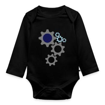 gears - Organic Longsleeve Baby Bodysuit - black - Front