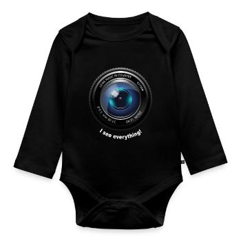 Camera lens - Organic Longsleeve Baby Bodysuit - black - Front
