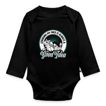 Mouse Mice - Organic Longsleeve Baby Bodysuit - black - Front