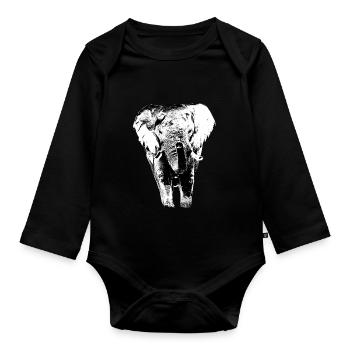 Elefant1 - Organic Longsleeve Baby Bodysuit - black - Front