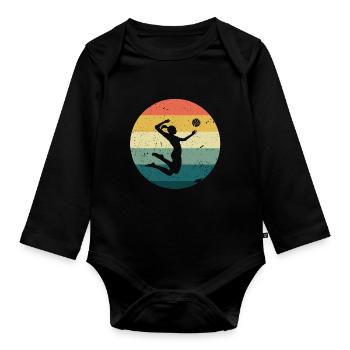Beach volleyball retro - Organic Longsleeve Baby Bodysuit - black - Front
