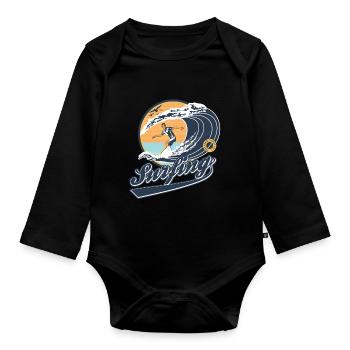 Surfing - Baby Bio-Langarm-Body - Schwarz - Vorne