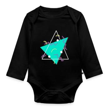 Typical 80s pattern triangles shapes - Organic Longsleeve Baby Bodysuit - black - Front